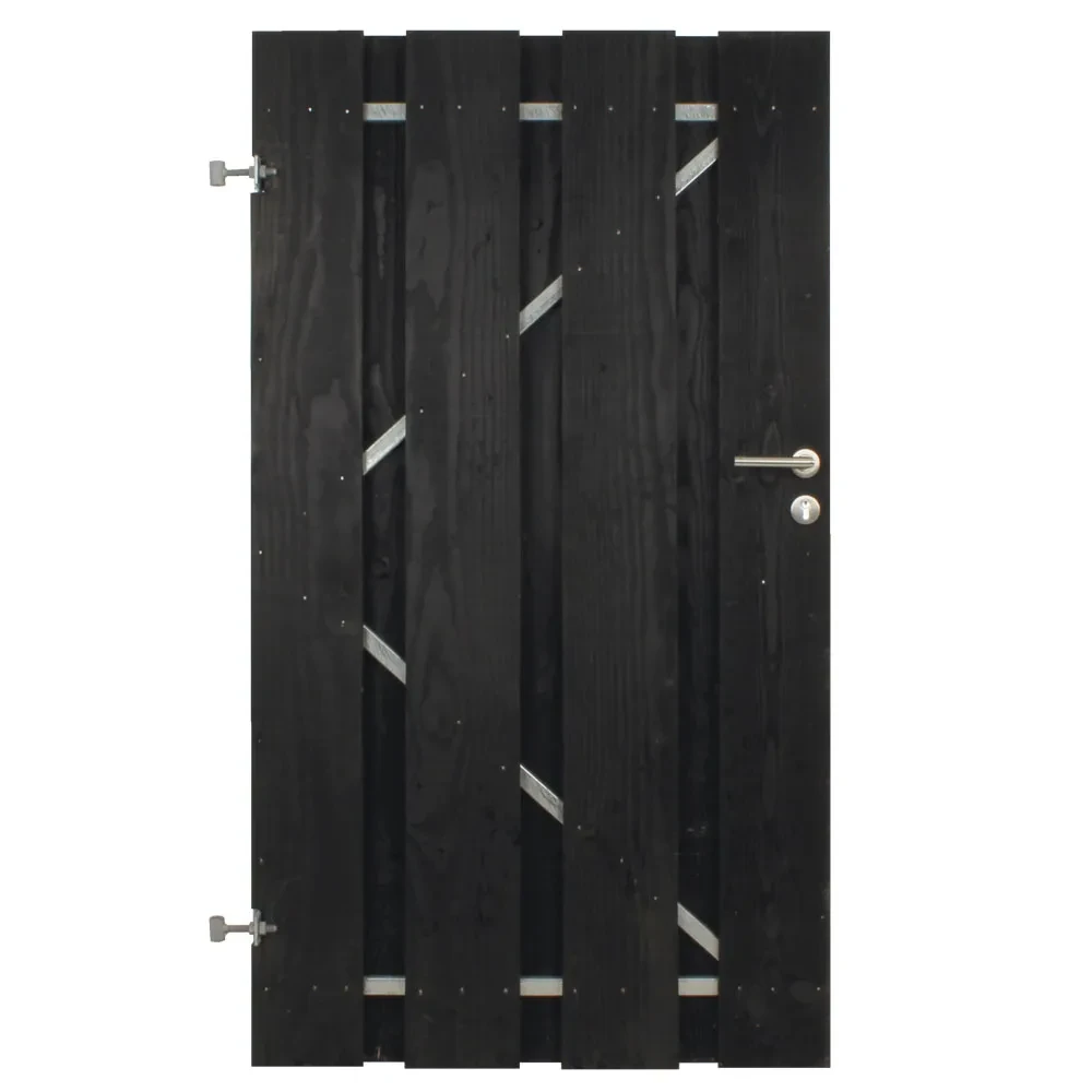 POORTDEUR STALEN FRAME MET SLOT | PEFC | ZWART DOUGLAS FB 20X200 MM | L-DR | 100X180 CM