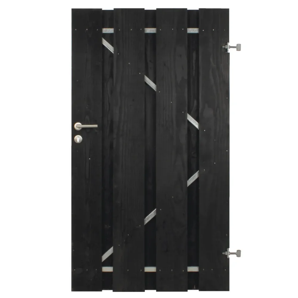 POORTDEUR STALEN FRAME MET SLOT | PEFC | ZWART DOUGLAS FB 20X200 MM | R-DR | 100X200 CM