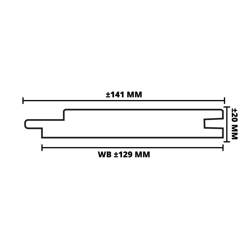 THERMISCH GEMOD. AYOUS | CHANNELSIDING | MES & GROEF | 20X141 MM (WB 129 MM) | 485 CM