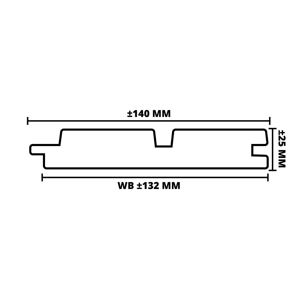 THERMISCH GEMOD. AYOUS | DOUBLE RHOMBUS | MES & GROEF | 25X140 MM (WB 132 MM) | 215 CM