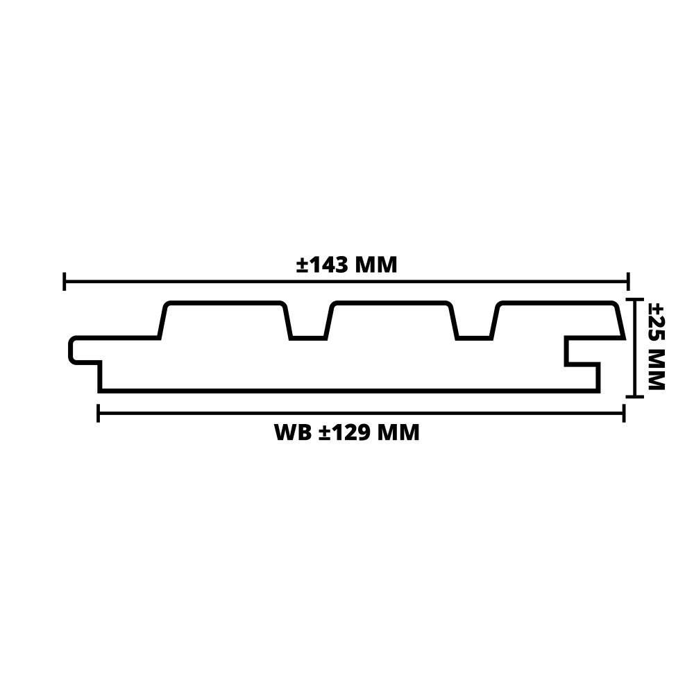 THERMISCH GEMOD. AYOUS | TRIPLE RHOMBUS | MES & GROEF | 25X143 MM (WB 129 MM) | 215 CM