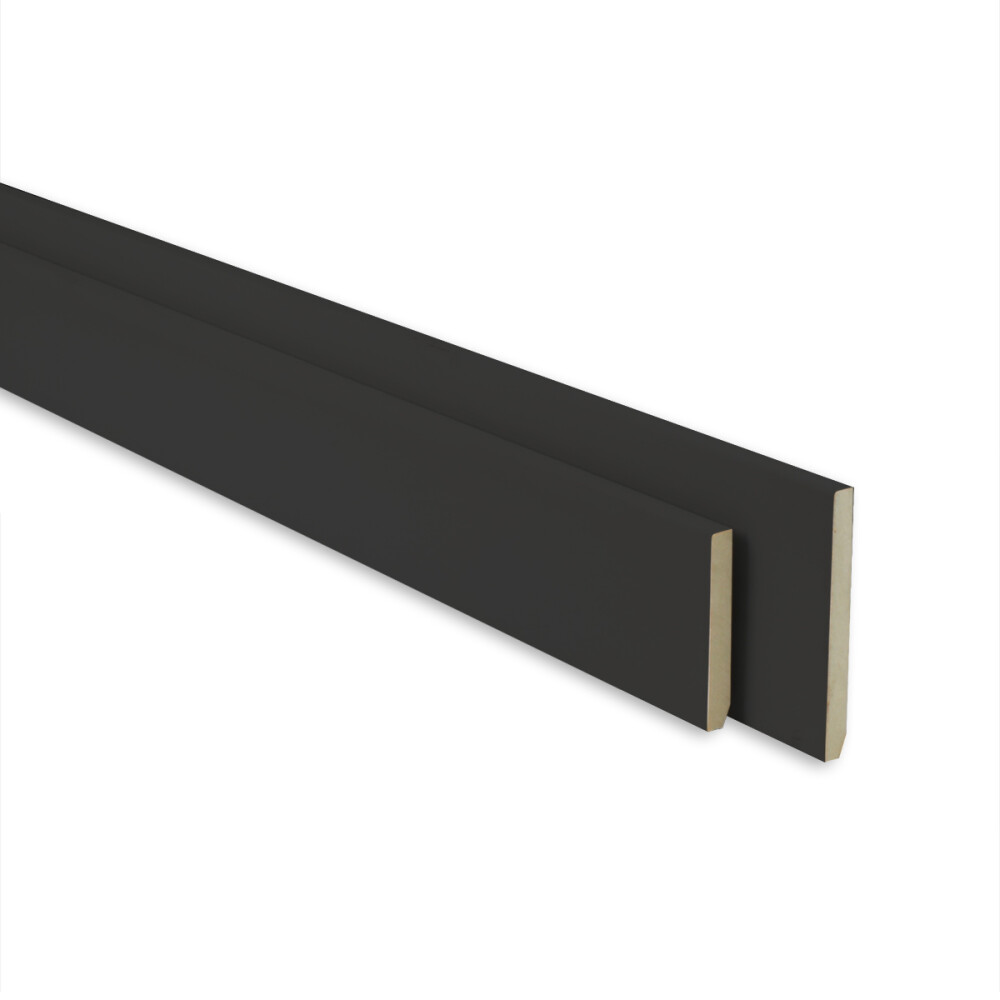 MDF PLINT | RECHT | ZWART GEGROND | FSC | 12X90 MM | 488 CM