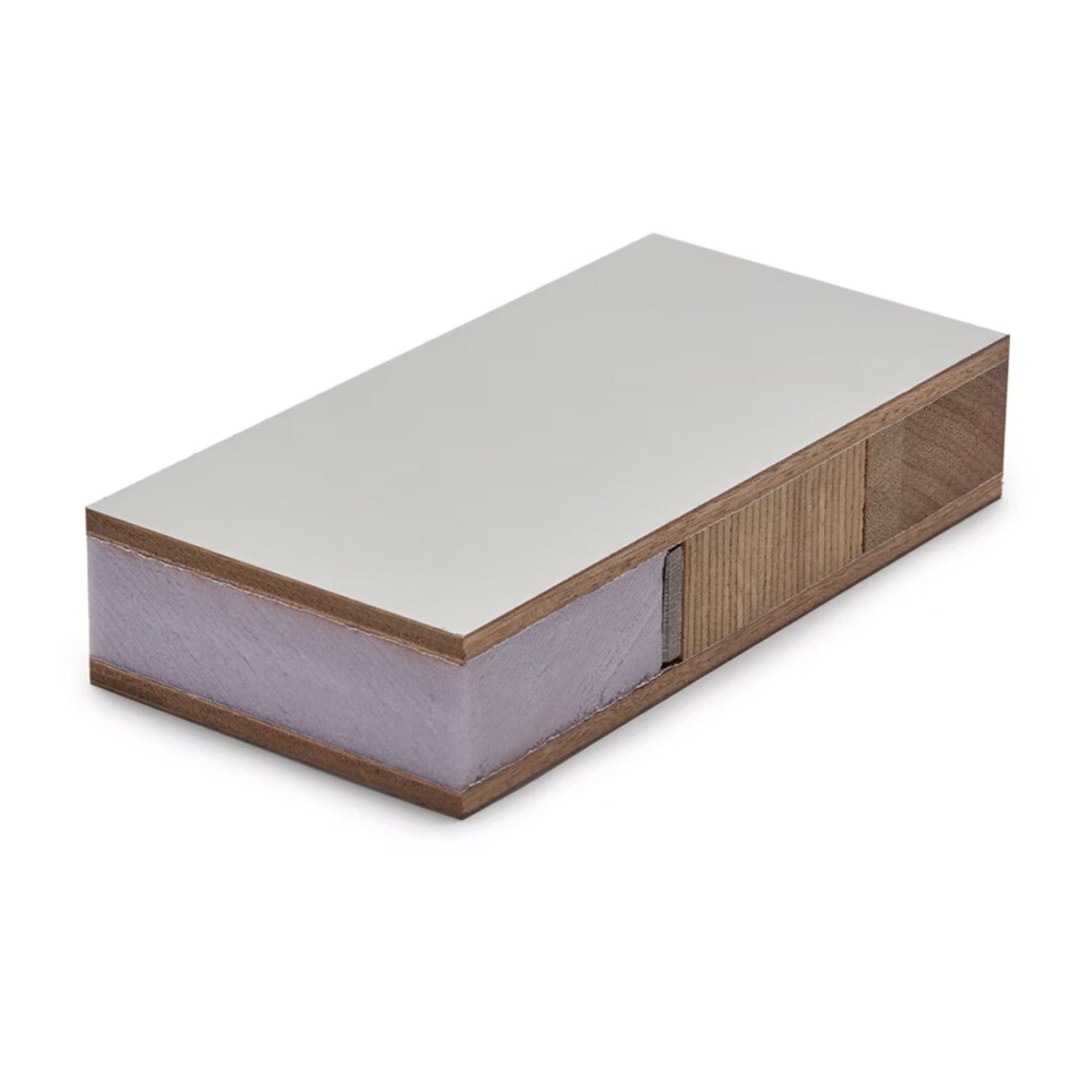 OKOUME DEURPLAAT MET XPS | ALU | V-GROEF 3 MM INFRAISBAAR | GEGROND | GARANTIE | FSC | 40 MM | 250X122 CM