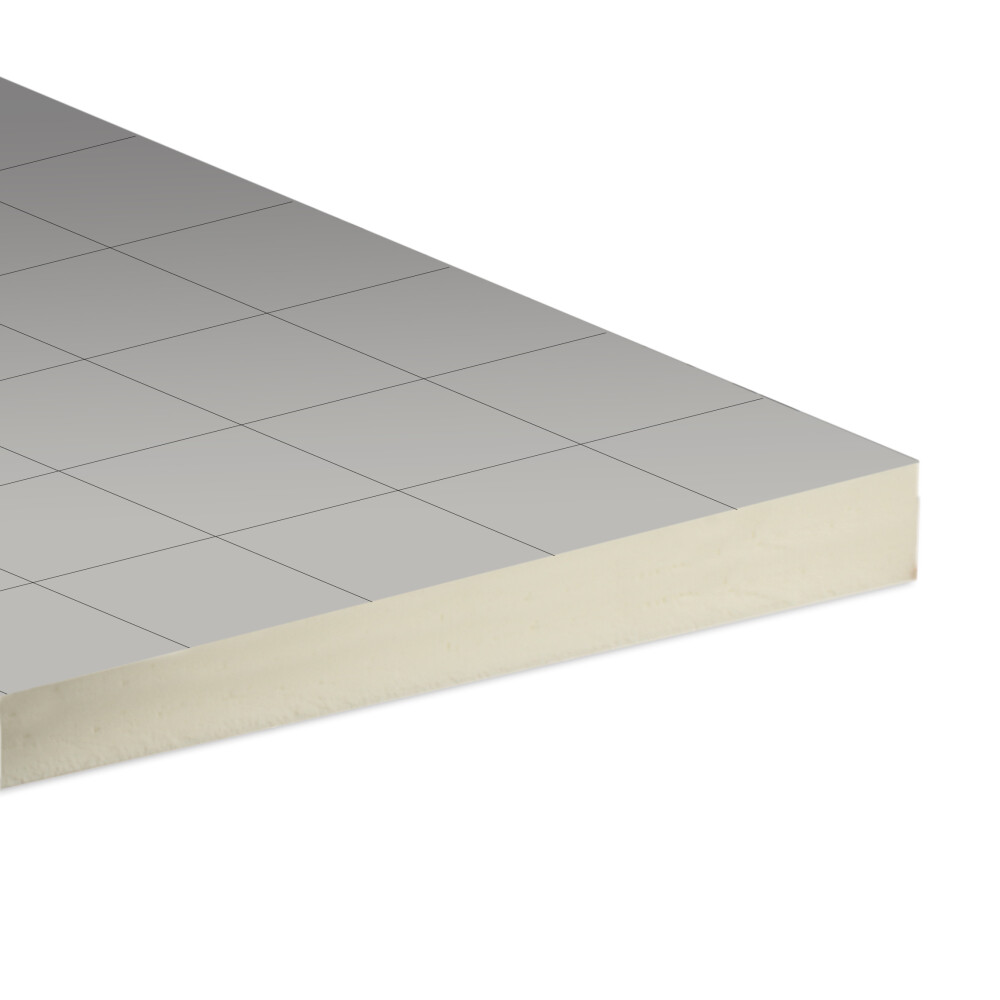 PIR DAKISOLATIE OP AFSCHOT | 2-ZIJDIGE ALU.CACHERING | R=1,29 | 40/50 MM | 120X120 CM