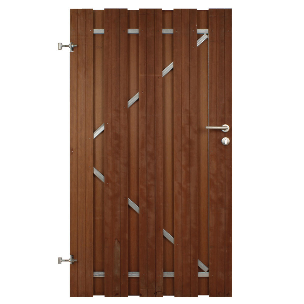POORTDEUR STALEN FRAME MET SLOT | HARDHOUT 16X145 MM | L-DR | 100X180 CM