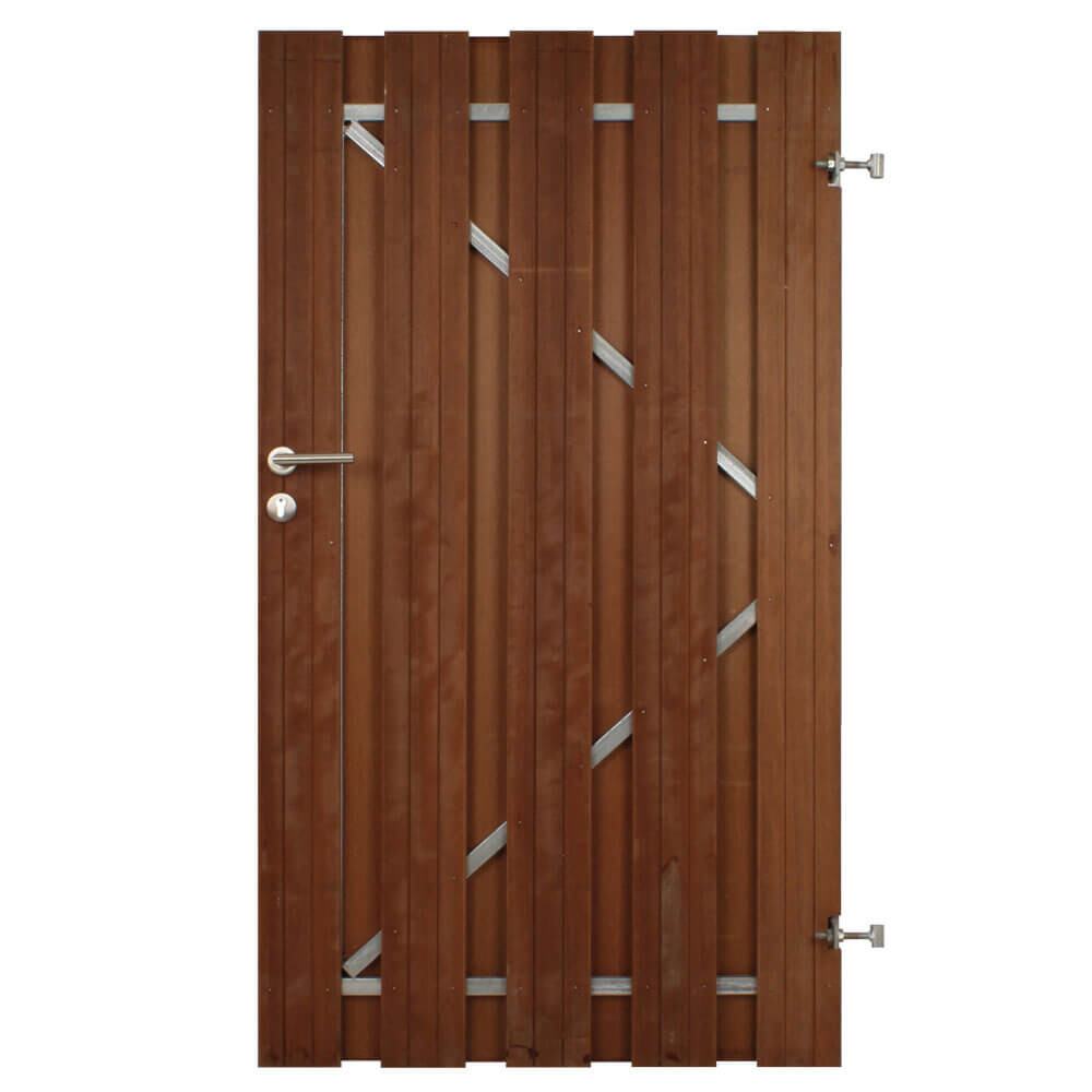 POORTDEUR STALEN FRAME MET SLOT | HARDHOUT 16X145 MM | R-DR | 100X180 CM