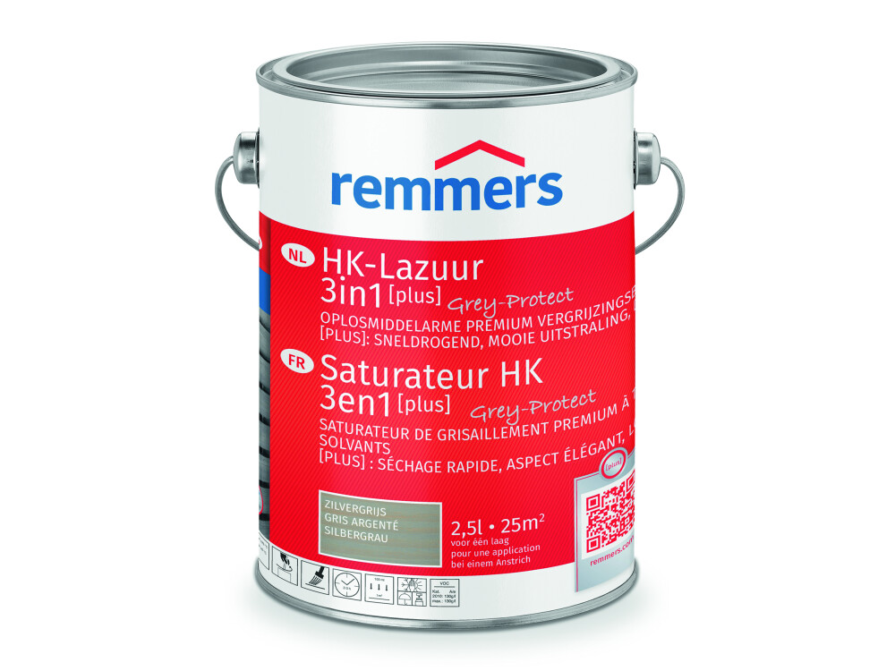 REMMERS | HK-LAZUUR 3IN1 PLUS | ZILVERGRIJS (RC-970) | 2,5 LTR