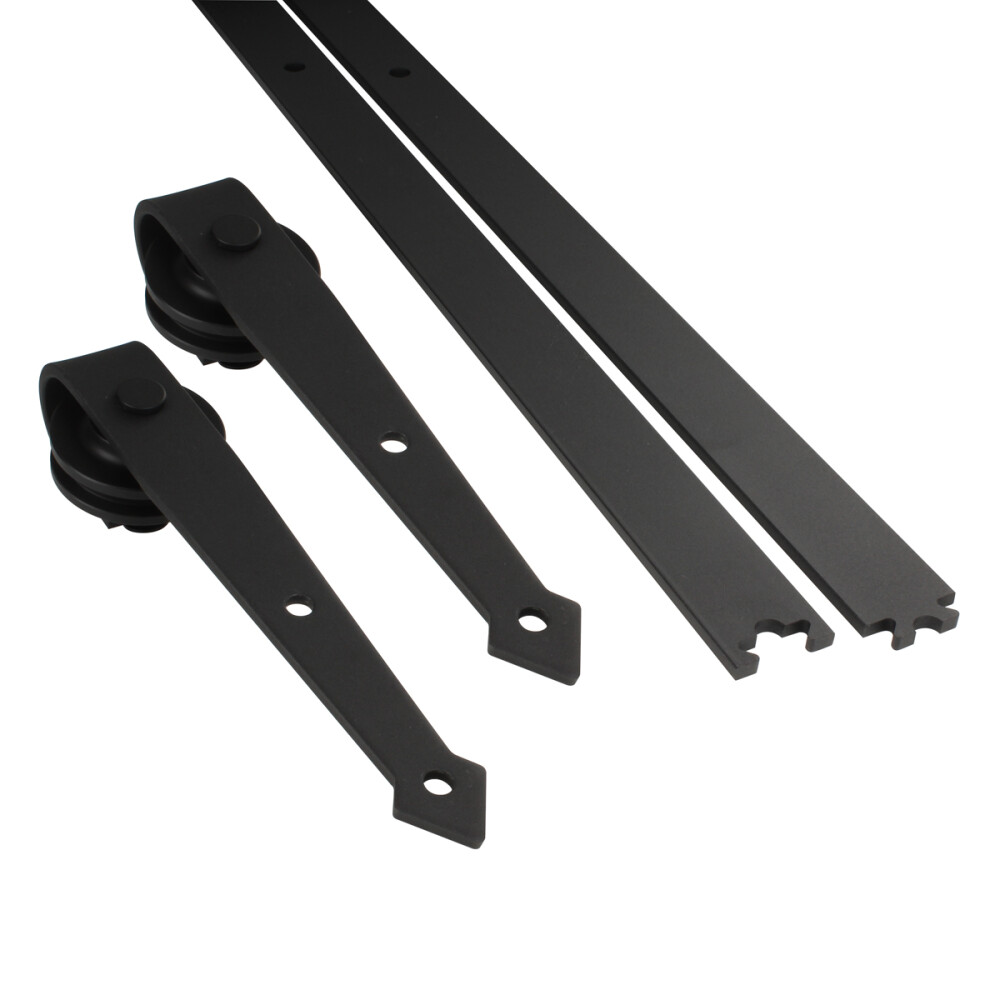 SCHUIFDEURBESLAG ZWART 2 MTR. PUNTIG MODEL