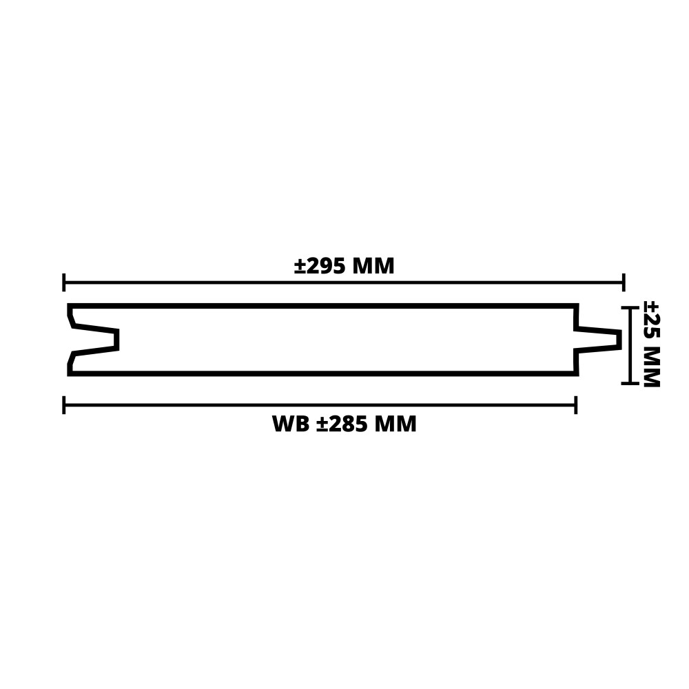VUREN VLOERDEEL | T&G | 25X295 MM (WB 285 MM) | 500 CM